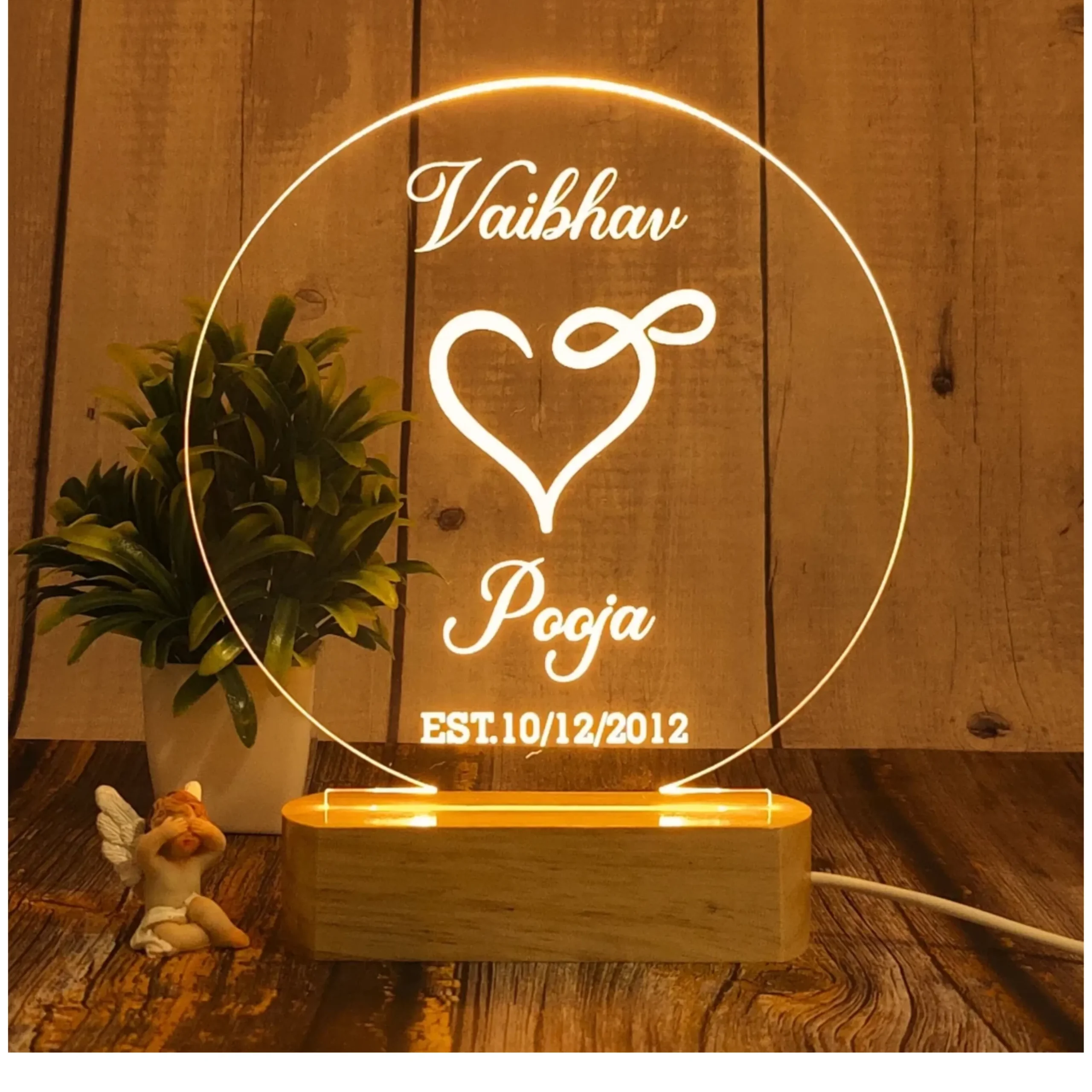 Personalized Couple Illusion LED Lamp – Custom Name Acrylic Night Light